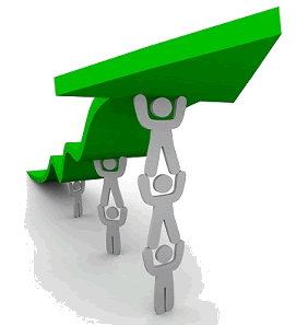 אנשים מרימים חץ עולה