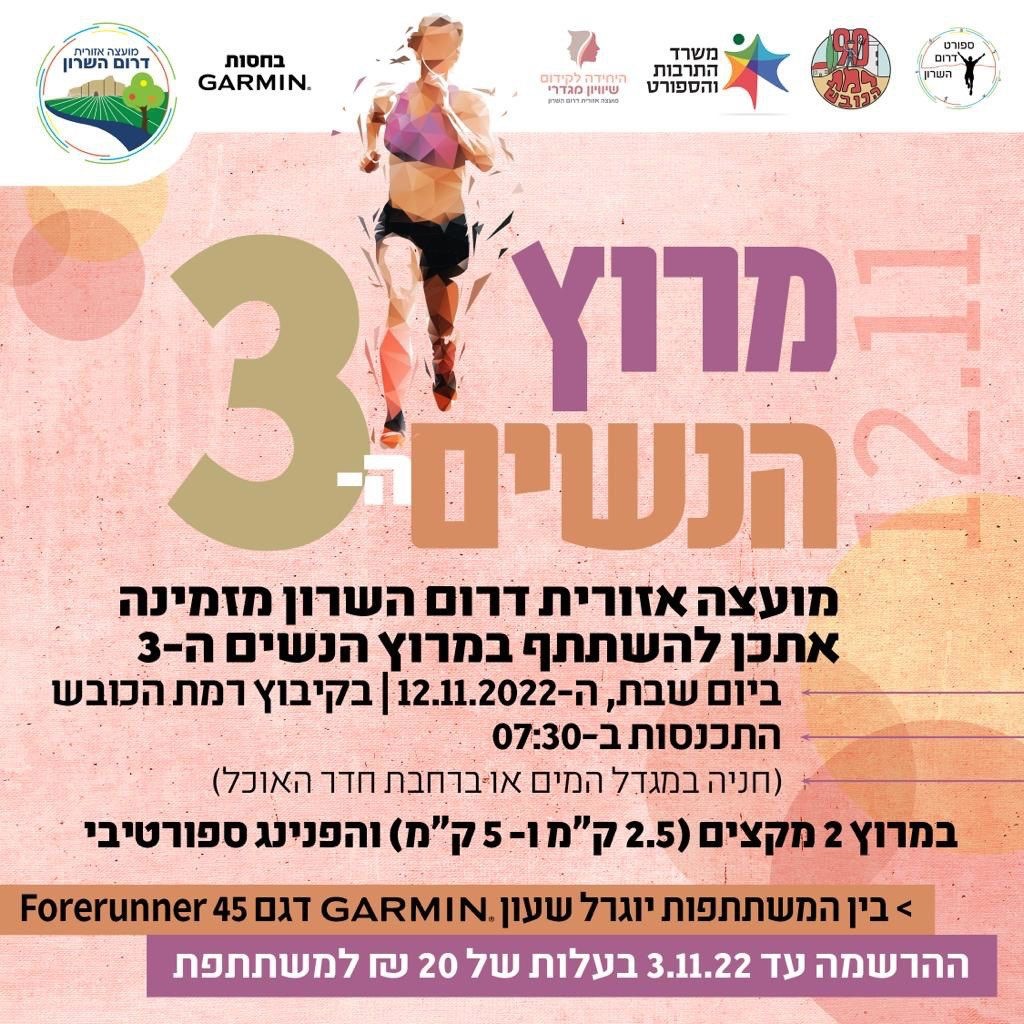 מודעה גרפית המזמינה למרוץ הנשים של דרום השרון